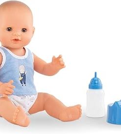 Corolle Drink and Wet Bath Baby Paul – 14” Boy Baby Doll with 3 Accessories – Bottle, Potty, and Pacifier – Really Drinks and Goes Potty, for Kids Ages 2 Years and up