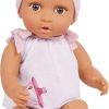BABI by Battat– 14-inch Newborn Baby Doll – Brown Eyes & Medium Skin Tone – Soft Body & Removeable 2pc Outfit – Pink Headband & Pacifier Accessories – 2 Years Doll