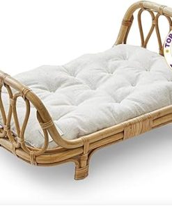 Large Premium Rattan Doll Bed 20 x 12 x 10- Handcrafted & Award-Winning – Sized for 18-Inch Dolls – Fits American Girl & Our Generation – Luxe Mattress – Baby Photoshoot Props (Large)