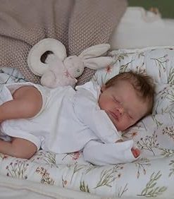 Realistic Newborn Baby Dolls 20 inch Asleep Lifelike Reborn Baby Dolls Vinyl Soft Cloth Body Real Life Baby Dolls Sleeping Bebe Doll White Clothes for Boys Girls Gifts