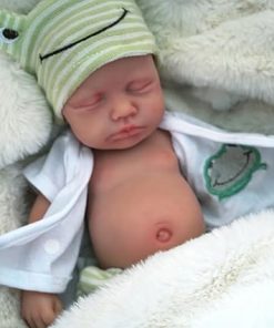 Reborn Baby Doll Silicone Full Body 12 Inch Realistic Newborn Doll The Look Real Closed Eyes Sleeping Baby Boy Soft Anti Stress Doll with Clothes Feeding Accessories Set