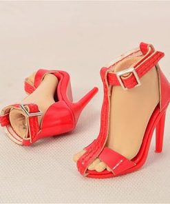 1/6 Scale Female Soldier Model Figure Doll Shoes High Heeled Sandals RI38 for 12″ Movable Doll Action Figure，Doll Miniatures Accessories Doll(Red) 2