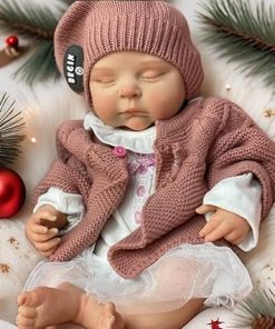 18 inches Full Silicone Newborn Baby Doll – Full Platinum Silicone Body Lifelike Peaches Reborn Baby Doll Anatomically Correct Baby with Toy Accessories