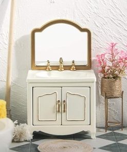 Metal Dollhouse Miniature Furniture Bathroom Sink Dollhouse Decoration Dollhouse Accessories OB11 1:12 Scale Color White 2
