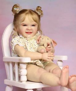 iCradle Real Life 28inch 70cm Reborn Baby Dolls Girl Soft Vinyl Silicone Newborn Toddler Doll Lifelike Baby Doll Rooted Hair Toy Gift for Kids (Yellow Dress) 2