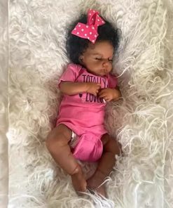 Reborn Baby Dolls Black, 21 inch Lifelike Newborn Baby Girl Doll African American Realistic with Soft Weighted Cloth Body Best Birthday Gift Set and Toy Accessories Gift for Kids Age 3+