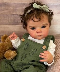 18 Inch Realistic Reborn Dolls Curly Hair Girl Soft Cloth Body That Looks Real Reborn Baby Doll Lifelike Newborn Baby Dolls with Toy Accessories for 3 Years Old Kids Gifts