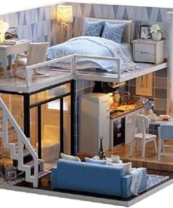 DIY Miniature with Furniture, DIY LED Wooden Kit Plus Dust Proof and Music Movement, Creative Room for Valentine’s Day Gift