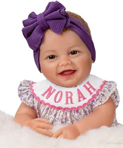 The Ashton-Drake Galleries Lifelike Reborn Norah Baby Doll, 17 inches, Handcrafted RealTouch® Vinyl Collectible by Ping Lau, Purple Bow 2