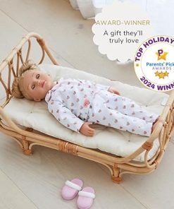 Large Premium Rattan Doll Bed 20 x 12 x 10- Handcrafted & Award-Winning – Sized for 18-Inch Dolls – Fits American Girl & Our Generation – Luxe Mattress – Baby Photoshoot Props (Large) 2