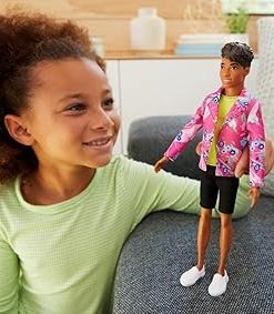 Barbie Ken 60th Anniversary Doll 3 in Throwback Rocker Look with Neon Top, Shorts & Shoes for Kids 3 to 8 Years Old 2