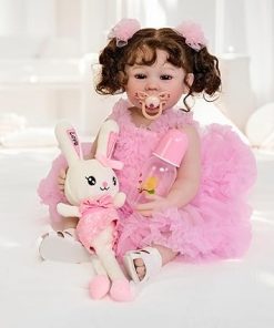 Pinky Reborn Dolls 22 inch 55 cm Full Soft Vinyl Baby Lifelike Dolls with Realistic Newborn Baby Doll Girl Toy Xmas Gift with Anatomically Correct 2