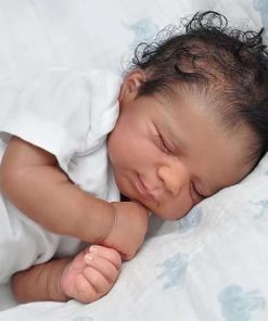 Reborn Baby Dolls Black, 19 Inch Lifelike African American Newborn Boy Doll That Look Real Weighted Soft Body and Curly Hair Christmas Birthday Gift for Kids Age 3 +