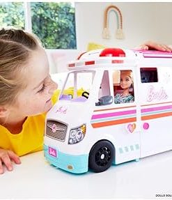 Askshy Barbie Toys, Transforming Ambulance and Clinic Playset with Lights, Sounds and 20+ Accessories, Care Clinic, HKT79 2
