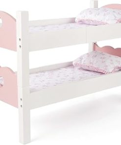BABESIDE Baby Doll Bunk Beds,Wooden Reborn Baby Doll Crib,Stackable Babys Bed Toy for 12-18 Inches Dolls,Reborn Baby Doll Accessories Furniture fit Newborn Dolls Boys Girls