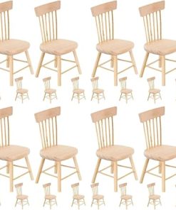 Yardwe 24 Pcs Dollhouse Chair Mini Dollhouse Wooden Dollhouse Counter Decor Miniature Chairs Dollhouse Furniture 1 12 Scale 1 12 Scale Dollhouse Accessories Wood Miniature Chair Wood Set