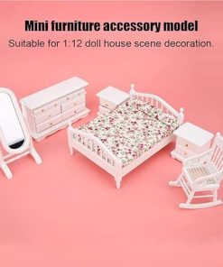 Miniature Dolls House Bed Dollhouse Decoration Dollhouse Furniture 1/12 Scale Dollhouse Kit Exquisite for Dollhouse(6 2