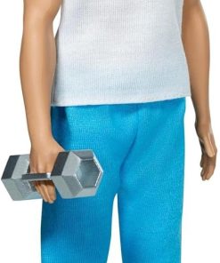 Barbie Ken 60th Anniversary Doll 2 in Throwback Workout Look with T-Shirt, Athleisure Pants, Sneakers & Hand Weight Kids 3 to 8 Years Old 2