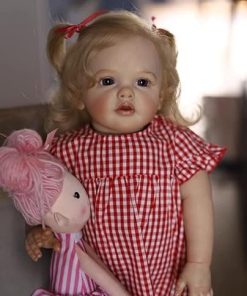 Reborn Toddler Dolls Girl 28 Inch 70cm Real Size Standing Silicone Baby Doll Soft Cloth Body Handmade Weighted Blonde Hair Beautifull Cute Bebe Doll Childen Moldes
