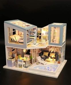 3D Assembled Handmade House DIY Doll House Kit, Mini Cabin with LED Lights, Can Be Used As Dollhouse Puzzle Challenge Gift 2