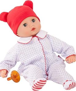 Gotz Boy Muffin 13″ – Bald Soft Body Baby Doll in Red White & Blue Footed Pajamas with Blue Sleeping Eyes