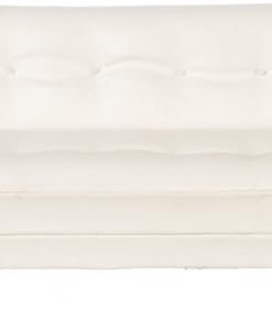 Melody Jane Dollhouse White Leather Hoover Sofa Walnut Legs Platinum Living Room Furniture