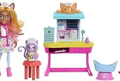 Doll and Playset, City Tails, Feel Fine Dr’s Office with Doll, Cat Figure, Furniture and Accessories, Gifts for Kids, HLH22