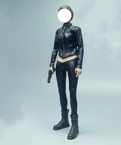 1/6 Scale Female Clothes Leather Coat Suit for 12 inches Action Figure Body Doll, 1/6 Female Action Figure Costume Outfit Leather Clothes Set with Pants Accessory (Leather Coat + Pants) 2