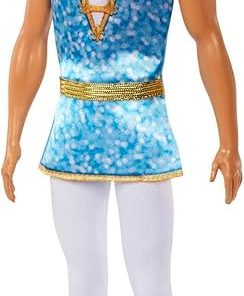 Barbie ​Ken Doll | Kids Toys | Royal Ken with Gold Crown and Blue Tunic Fairytale Brunette Doll with Riding Boots | Gifts for Kids, HLC22