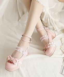 Girls High Heels Lolita Shoes Cute Bow Heels Mary Janes Dress Platform Strappy Black, Pink High Heels Size 4, 11, 10, 2, 1 for Girls 2
