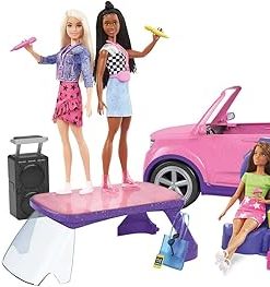 Barbie: Big City, Big Dreams Transforming Vehicle Playset, Pink 2-Seater SUV Reveals Stage, Drum Set & Concert-Themed Accessories, Gift for 3 to 7 Year Olds 2