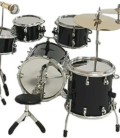 Miniature Drum Set Decorative Ornament for Home Display, Black
