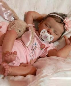 Cute Reborn Baby Dolls Full Body Silicone 18 inch Sleeping Reborn Newborn Baby Realistic Girl Real Life Silicone Babies Anatomy Correct Bath Doll Toys for Girls Age 6+ Year Old