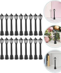 Artibetter 60pcs Pathway Garden Pot Railroad Ornaments Lamps Fairy House DIY Miniature Simulated Decor Dollhouse Scenes for Train Cm Lighting Black Ornament Street Miniatures 2