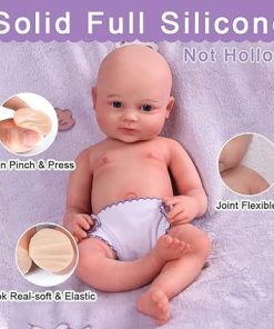 16.5 inch Realistic Full Silicone Baby Doll, Lifelike Reborn Baby Dolls, Toy, and Collectible Bald Girl 033 2