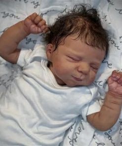 Anano Reborn Black Baby Dolls Silicone Full Body Washable 18 Inch Soft African American Baby Doll Lifelike Biracial Boy Brown Skin Realistic Newborn Babys Doll Curly Hair 2