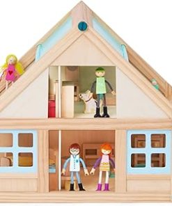 Olivia’s Little World Kids Buildable Furnished Wooden Dollhouse for 3.5″ Dolls
