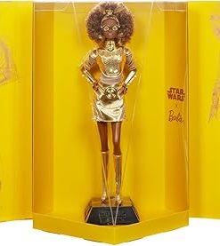 Barbie Collector Star Wars C-3PO x Doll (~12-inch) in Gold Fashion and Accessories, with Doll Stand and Certificate of Authenticity 2