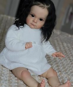 Wamdoll 24 inches 60CM Lifelike Huge Size Soft Touch Reborn Baby Dolls with Rooted Black Hair Look Real Detailed Painting Realistic Newborn Princess Toddler Maggi Gift Set for Ages Kids 3+ 2