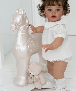 RXDOLL 26″ Lifelike Reborn Toddler Dolls Girl Realistic Reborn Baby Dolls Big Size Real Life Baby Doll Toddler Girl Can Stand Up Weighted Soft Cloth Body with Toy Accessories