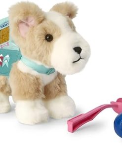 American Girl Corinne Tan Girl of the Year 2022 18-inch Doll Corinne’s Dog Pet Flurry w/Backpack and Treats, For Ages 8+