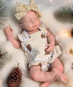 18-inch Loulou Full Body Platinum Silicone Dolls Eyes Closed Sleeping Realistic Full Silicone Baby Dolls Girl with Pretty Yellow Suit