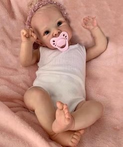 Reborn Baby Dolls Real Life Weighted Soft Cloth Body Lifelike Newborn Doll Girl, 18 Inch Handmade Realistic Baby Doll with Feeding Accessories for Girls Kids Age 3+ 2
