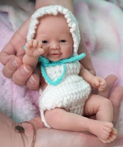 7 Inch Mini Silicone Baby， Miniature Reborn Baby Dolls Silicone Full Body Girl, Realistic Newborn Baby Dolls Silicone Full Body with Feeding Accessories