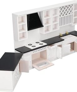 Airshi Dollhouse Bar Counter, Dollhouse Kitchen Cabinet Set Birch Wood Beautiful Design for Adult Dollhouse Decoration, Small, Airshiqf604mcg5y