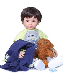 Zero Pam Realistic Reborn Toddler Dolls Silicone Vinyl Boy Lifelike Reborn Baby Dolls 24 Inch Weighted Newborn Dolls Handmade Baby Dolls with Cloth Body Birthday Gifts for Boys and Girls