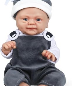 IVITA 18 inch Full Silicone Doll Not Vinyl Dolls Realistic Newborn Real Platinum Silicone Baby Dolls Lifelike Doll Stress Relief for Adults with Gifts Box & Feeding Bottle – Boy