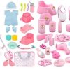 deAO 13″ Baby Doll Set with Foldable Stroller & 58 PCS Accessories