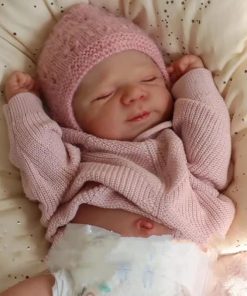 18 Inch Life Like Reborn Baby Dolls Sleeping Girl Realistic Newborn Baby Dolls Real Life Silicone Full Body Vinyl with Toy Accessories Xmas Gifts for Kids Age 3+