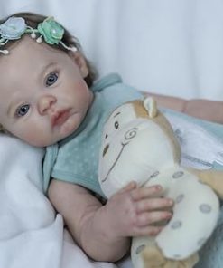 iCradle Reborn Baby Dolls Girls Siicone Full Body 20 inch Realistic-Washable Newborn Toddler Dolls Brown Hair Anatomically Correct with Clothes and Toy Accessories Gift for Kids Age 3+